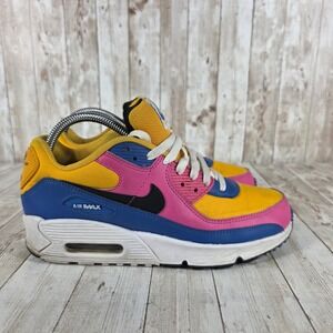 Nike‎ Air Max 90 Sneakers Retro Colorblock Cushioned Shoes Youth 6.5Y w8
